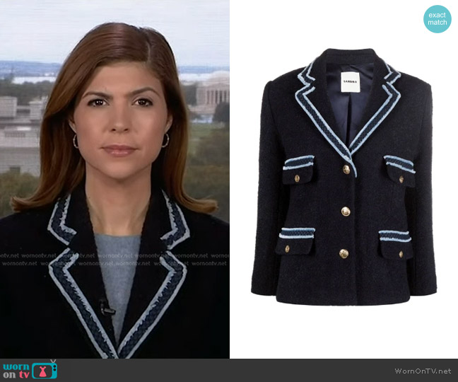 Sandro Tweed Jacket with Contrasting Trim worn by Monica Alba on NBC News Daily