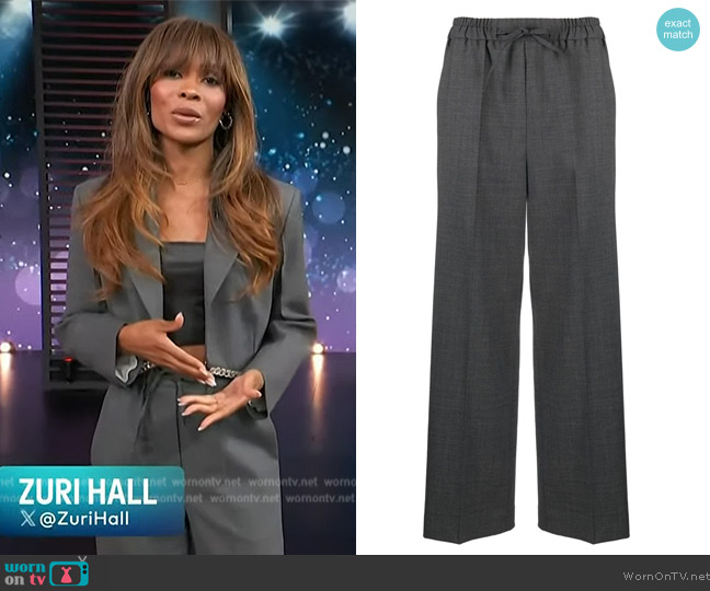 Sandro Tailored drawstring trousers worn by Zuri Hall on Access Hollywood