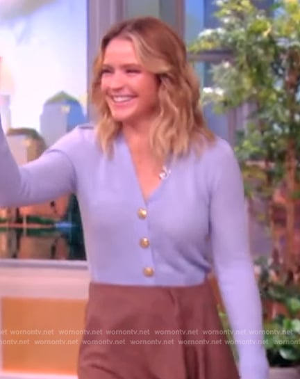 Sara’s blue cashmere cardigan on The View