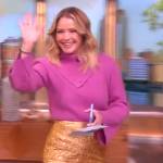 Sara’s pink ribbed cowl neck sweater on The View