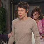 Sarah’s beige mixed media sweater on Days of our Lives