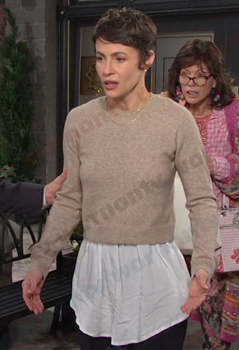 WornOnTV: Sarah's beige mixed media sweater on Days of our Lives, Linsey  Godfrey