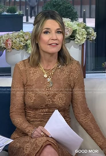 Savannah’s beige floral lace dress on Today