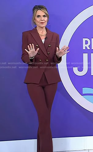 Savannah’s brown double breasted blazer and pants on Today