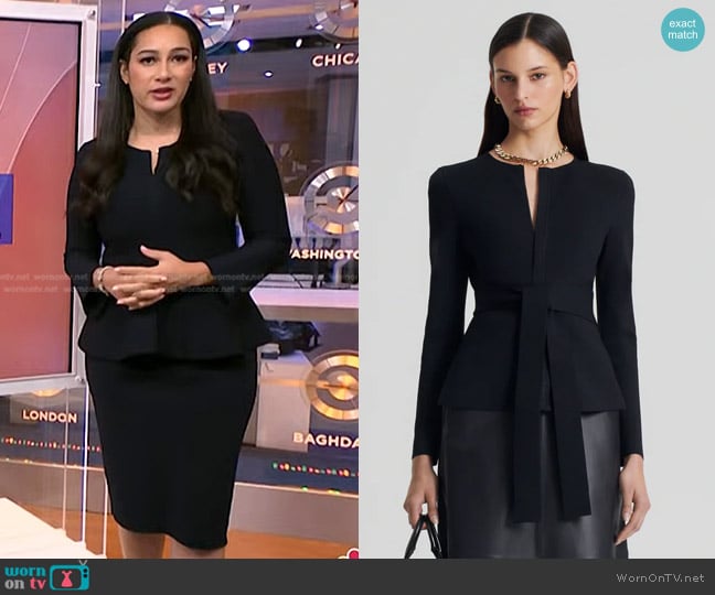 Scanlan Theodore Crepe Knit Ruffle Jacket worn by Morgan Radford on NBC News Daily