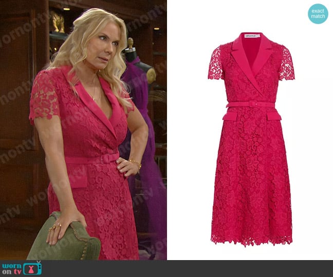 Self Portrait Belted Lace Midi Dress worn by Brooke Logan (Katherine Kelly Lang) on The Bold and the Beautiful