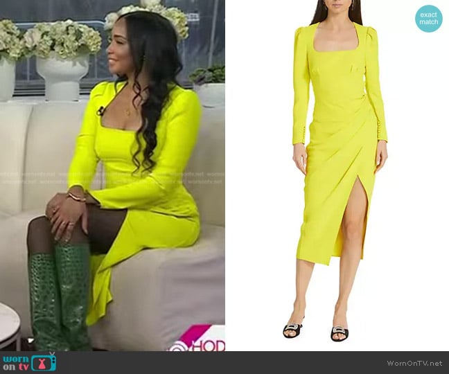 Self Portrait  Crepe Minidress in Lime Green worn by Safiya Sinclair on Today