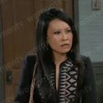 Selina’s black and white printed jacket on General Hospital