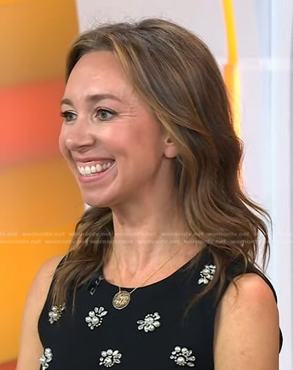 Shannon Doherty’s black embellished sleeveless top on Today