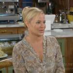 Sharon’s floral button up blouse on The Young and the Restless