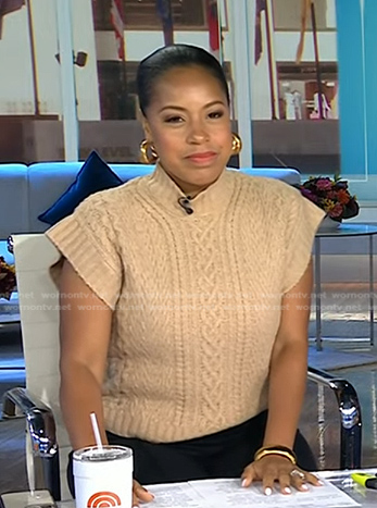 Sheinelle's beige cable knit sweater on Today