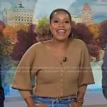 Sheinelle’s camel cardigan and belt on Today