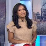 Sheinelle’s beige cable knit sweater on Today