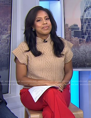 Sheinelle's beige cable knit sweater on Today