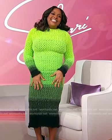 Sherri's green crochet knit ombre dress on Sherri