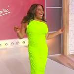 Sherri’s neon one shoulder ruched dress on Sherri