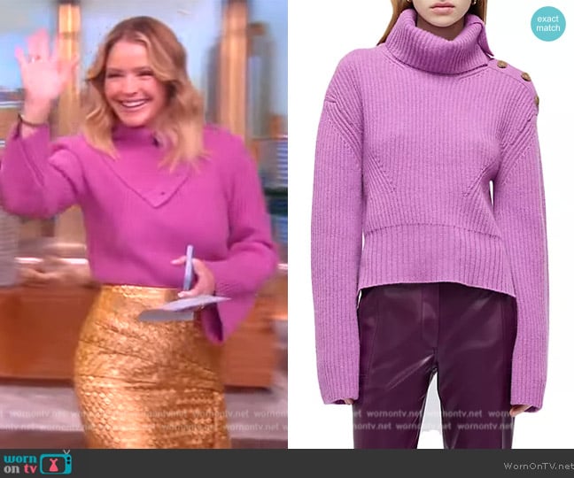 Simkhai Adrienne Wool & Cashmere Rib-Knit Turtleneck Sweater worn by Sara Haines on The View