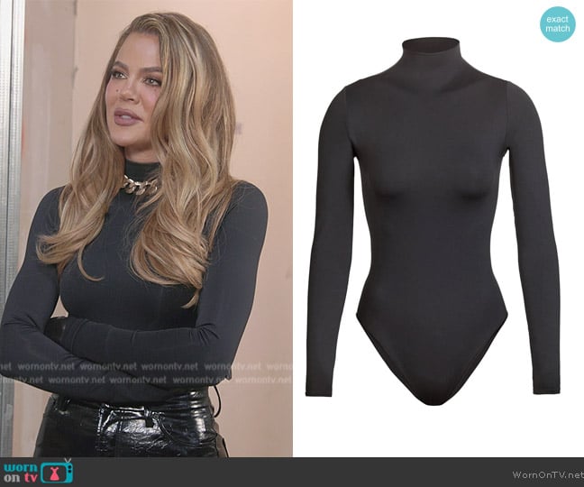 Skims Essential Mock Neck Bodysuit worn by Khloe Kardashian (Khloe Kardashian) on The Kardashians