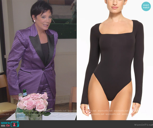 Skims Long Sleeve Square Neck Bodysuit worn by Kris Jenner (Kris Jenner) on The Kardashians