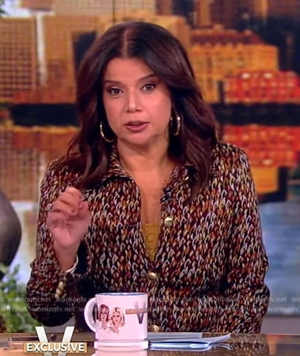 Ana’s geometric print jacket and pants on The View