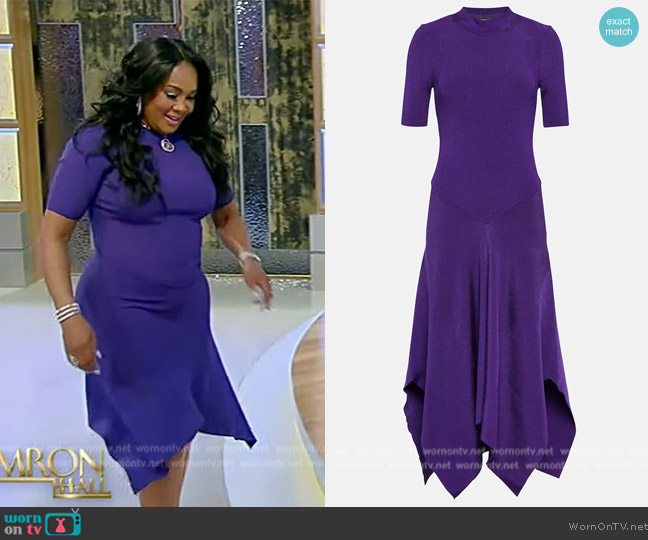 Stella McCartney Technical Rib-Knit Midi-Dress worn by Vivica A. Fox on Tamron Hall Show