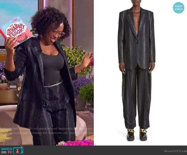 Stella McCartney Striped metallic wool-blend twill blazer worn by Jennifer Hudson on The Jennifer Hudson Show