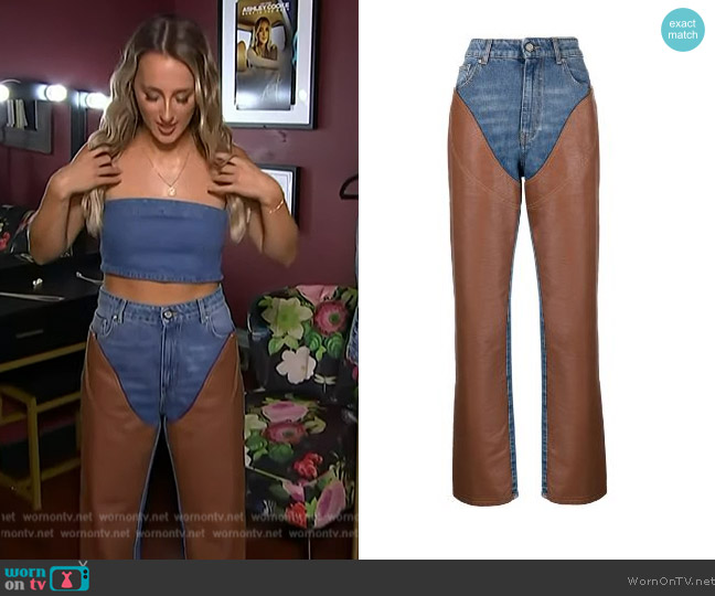 Stella McCartney Alter Mat Chap panelled jeans worn by Ashley Cooke on Access Hollywood