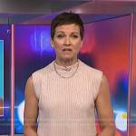 Stephanie’s beige ribbed sleeveless sweater on NBC News Daily