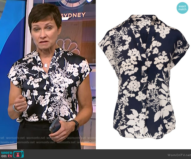 Vince Floral-print short-sleeved shirt worn by Stephanie Gosk on NBC News Daily