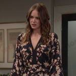 Stephanie’s black floral v-neck dress on Days of our Lives