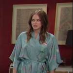 Stephanie’s blue floral satin robe on Days of our Lives