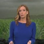 Stephanie Abrams' blue long sleeved dress on CBS Mornings