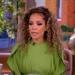 Sunny’s green gathered shoulder dress on The View