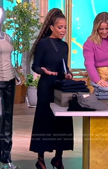 Sunny’s black button detail sweater dress on The View