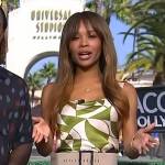 Zuri’s green printed top and skirt on Access Hollywood