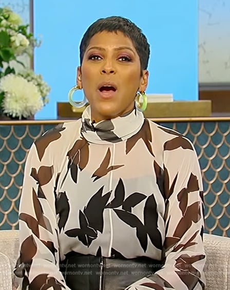 Tamron’s butterfly print blouse on Tamron Hall Show