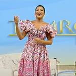 Tamron’s floral print off shoulder dress on Tamron Hall Show