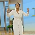 Tamron’s white belted shirtdress on Tamron Hall Show