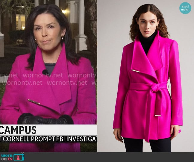 Ted Baker Rosess Coat worn by Meg Oliver on CBS Mornings