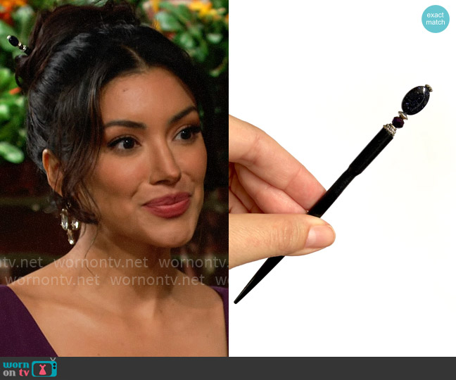 Tidal Hair Sticks Andromeda Hair Stick worn by Audra Charles (Zuleyka Silver) on The Young and the Restless