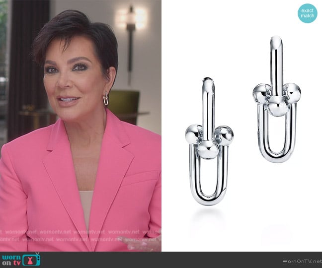 Tiffany & Co Large Link Earrings in Sterling Silver worn by Kris Jenner (Kris Jenner) on The Kardashians