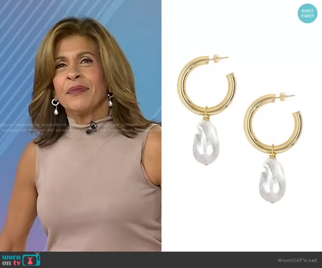 Jennifer Miller Pearl Hoop Earrings worn by Hoda Kotb on Today