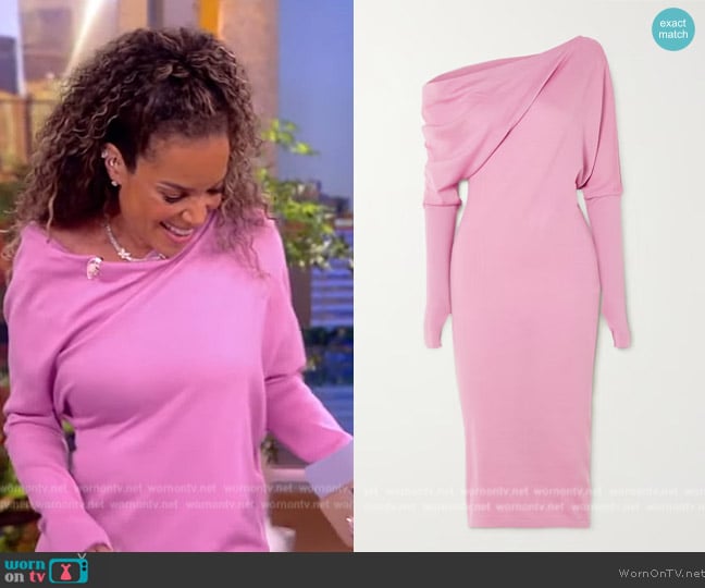 Tom Ford One-shoulder cashmere and silk-blend midi dress worn by Sunny Hostin on The View