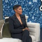 Toni Braxton’s pinstripe jumpsuit on Access Hollywood