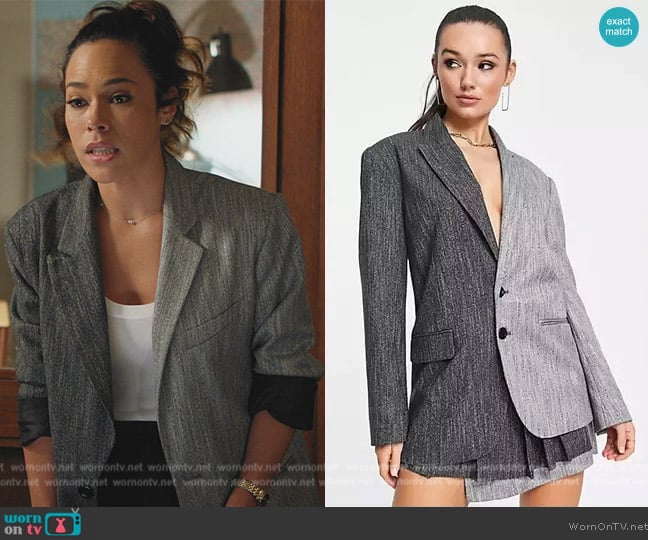 Topshop Half and Half Blazer in gray worn by Emily Lopez (Jessica Camacho) on All Rise