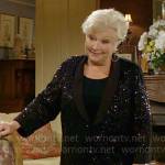 Traci’s black sequin jacket on The Young and the Restless