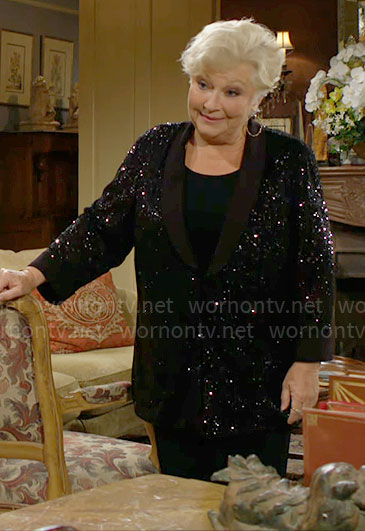 Traci’s black sequin jacket on The Young and the Restless