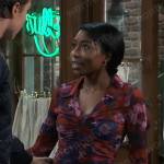 Trina’s floral ruched button front top on General Hospital