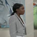 Trina’s grey cropped tweed blazer on General Hospital