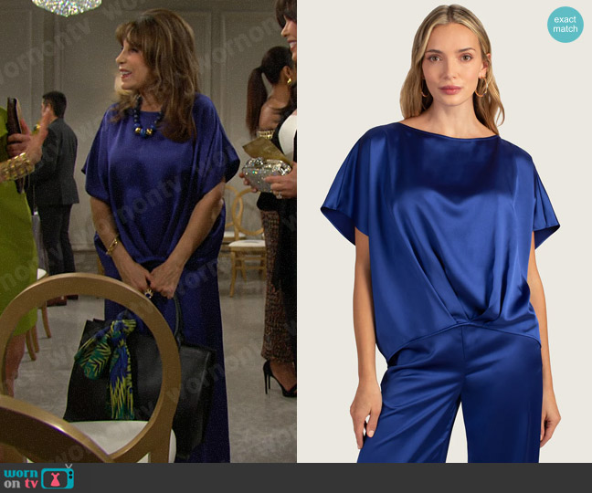 Trina Turk Pastilla Top in Majorelle Blue worn by Esther Valentine (Kate Linder) on The Bold and the Beautiful